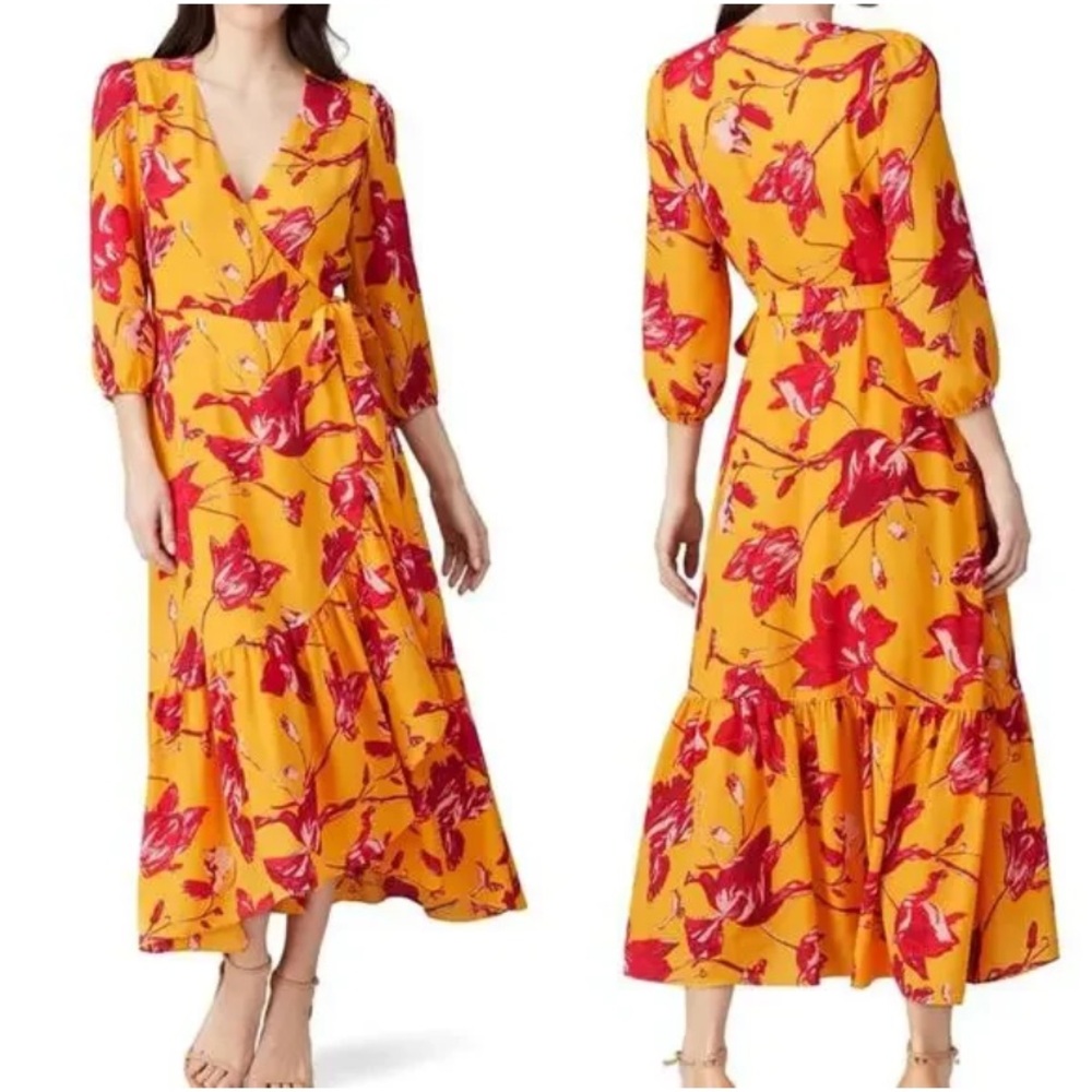 Floral Yellow and Red Women's Dress